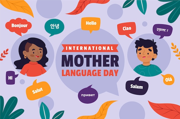 Free vector flat background for international mother language day