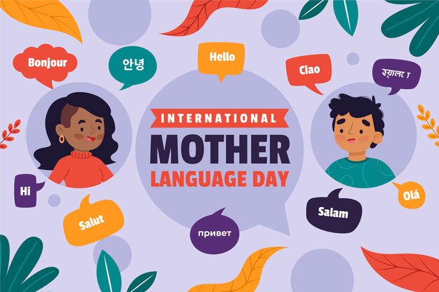 Плоский фон для Международного дня родного языка