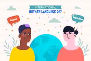 Free vector flat background for international mother language day