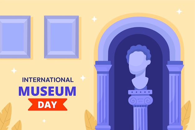 국제 박물관의 날 축하를 위한 평평한 배경