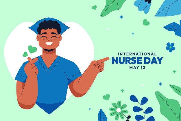 국제 간호사의 날 축하를 위한 평평한 배경