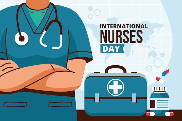 Flat background for international nurses day celebration