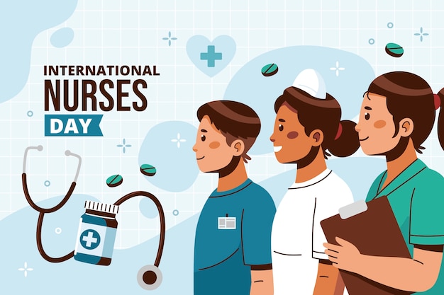 국제 간호사의 날 축하를 위한 평평한 배경