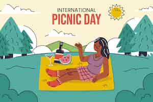 Free vector flat background for international picnic day celebration