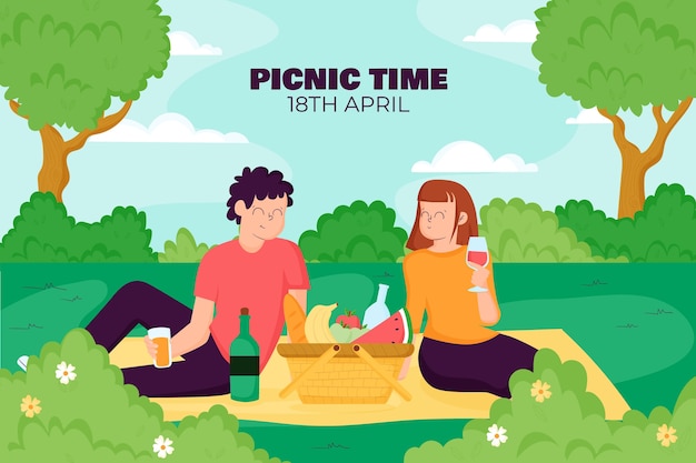 Free vector flat background for international picnic day celebration