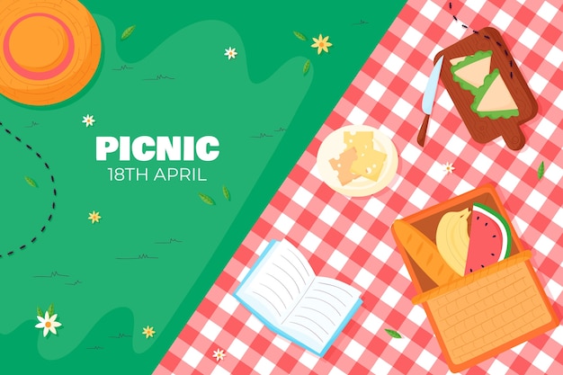 Sfondo piatto per la celebrazione della giornata internazionale del picnic