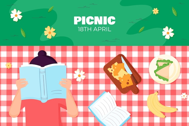 Vettore gratuito sfondo piatto per la celebrazione della giornata internazionale del picnic