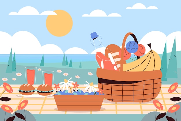 Free Vector flat background for international picnic day celebration