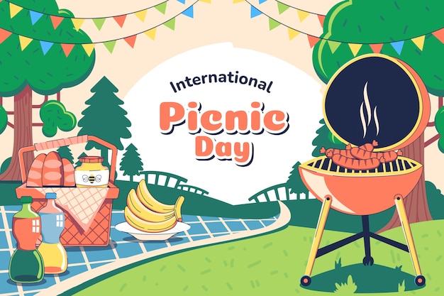 Sfondo piatto per la celebrazione della giornata internazionale del picnic