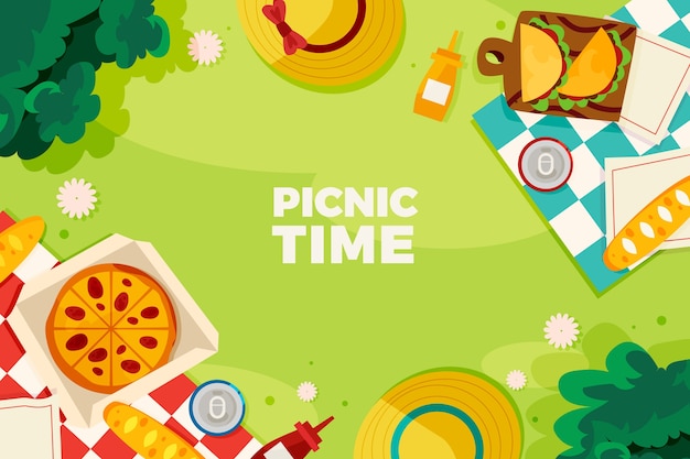 Vettore gratuito sfondo piatto per la giornata internazionale del picnic