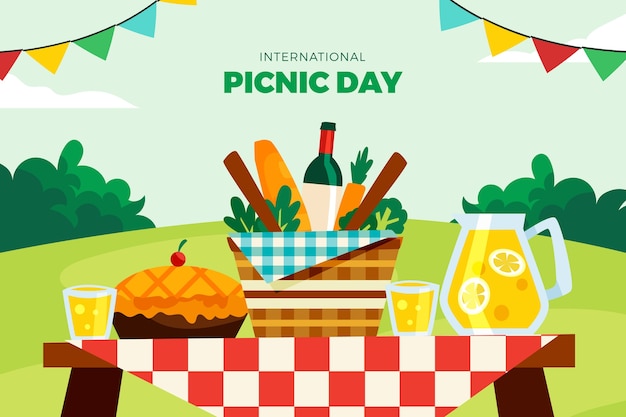 Flat background for international picnic day