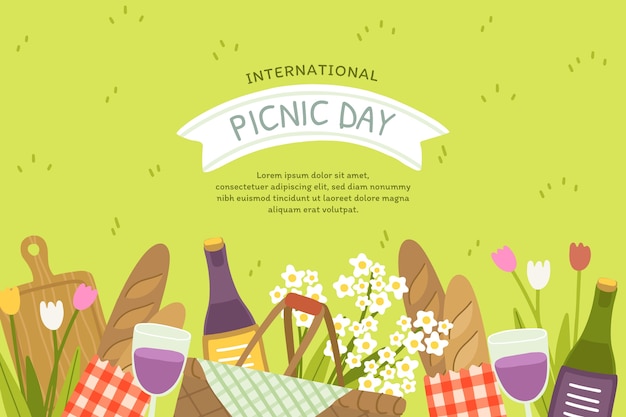 Sfondo piatto per la giornata internazionale del picnic