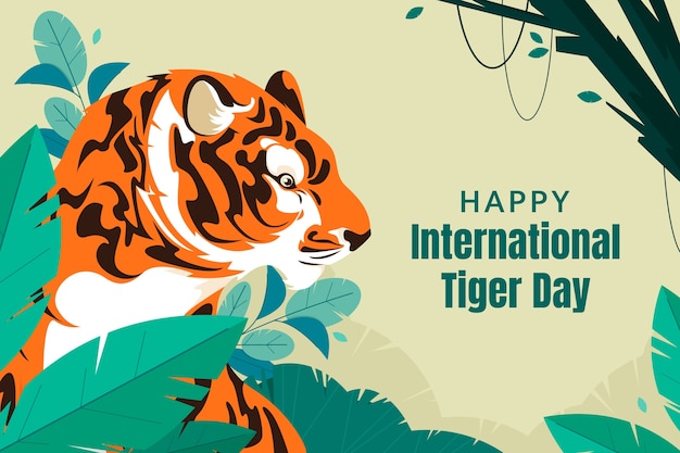 Плоский фон для осведомленности о международном дне тигра