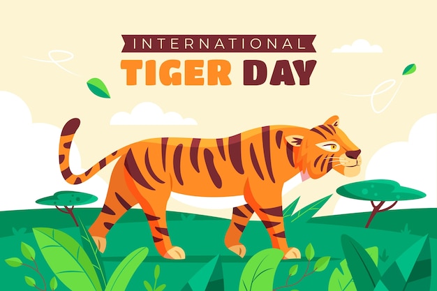 Плоский фон для осведомленности о международном дне тигра