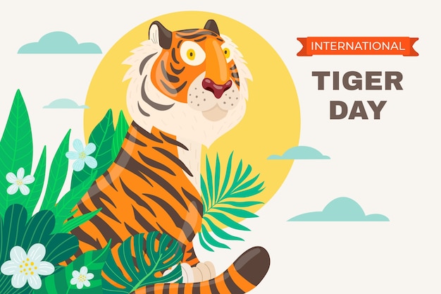 Flat background for international tiger day awareness