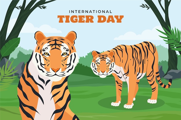 Free vector flat background for international tiger day awareness