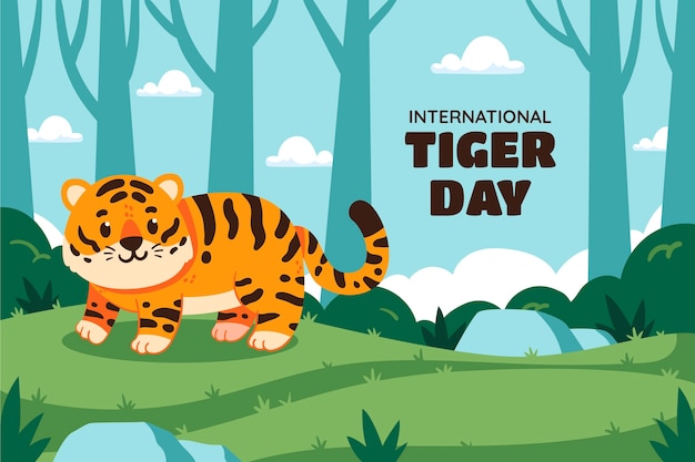 Free vector flat background for international tiger day awareness