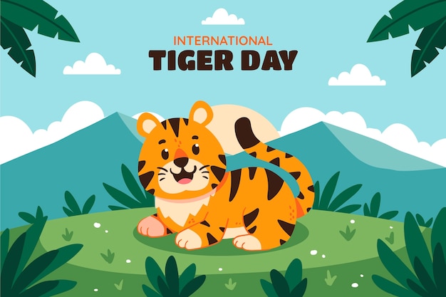 Free vector flat background for international tiger day awareness