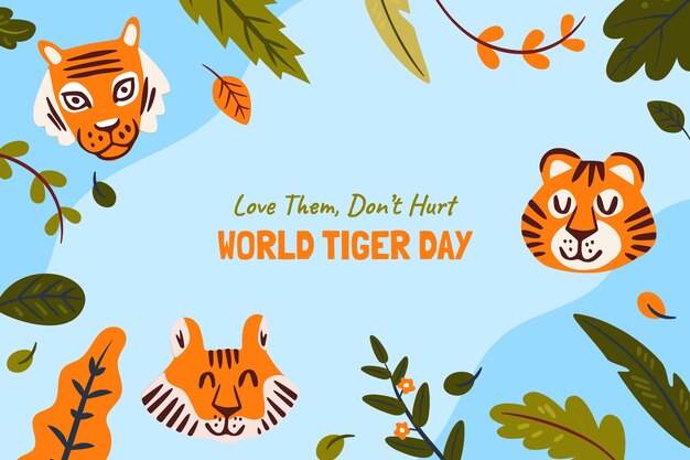 Free vector flat background for international tiger day awareness