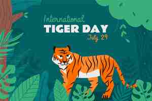 Free vector flat background for international tiger day awareness