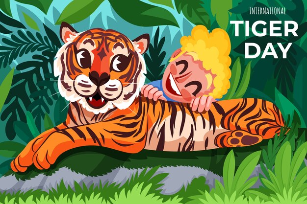 Flat background for international tiger day awareness