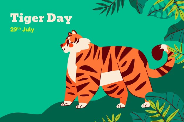 Flat background for international tiger day awareness