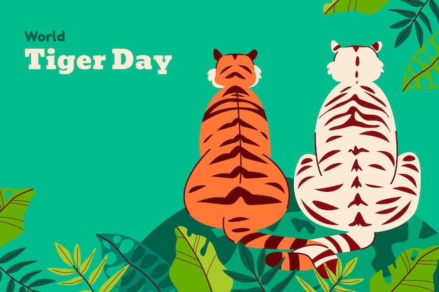 Flat background for international tiger day awareness