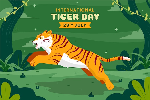 Free vector flat background for international tiger day awareness