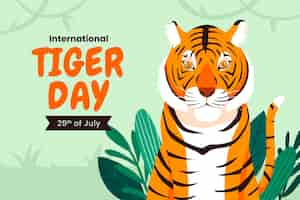 Free vector flat background for international tiger day awareness