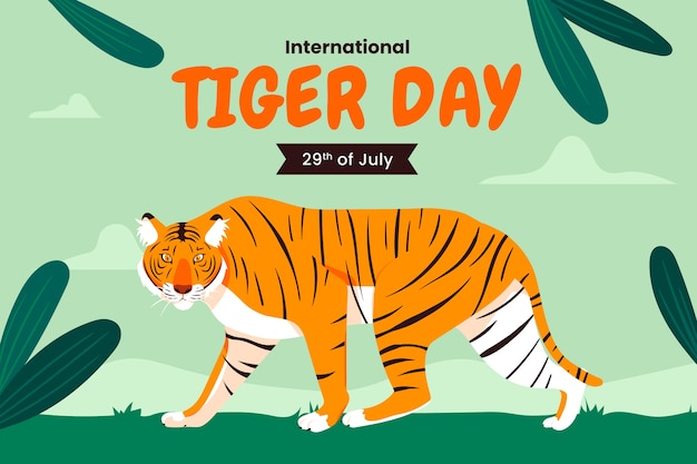 Free vector flat background for international tiger day awareness