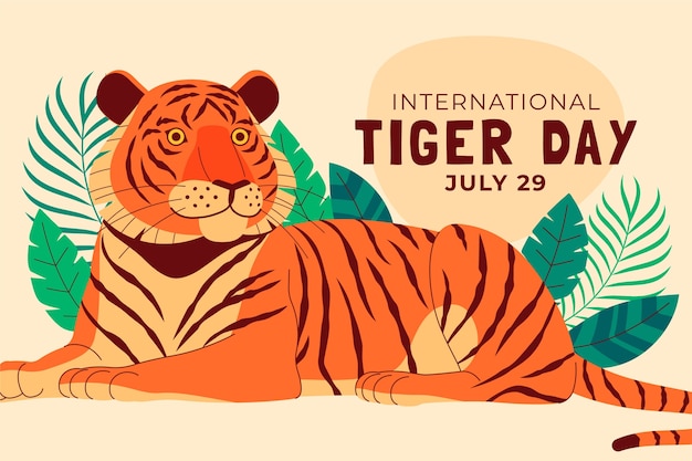 Vettore gratuito sfondo piatto per la consapevolezza della giornata internazionale della tigre