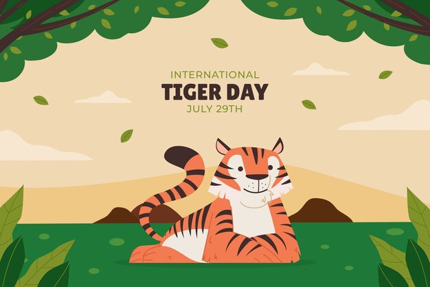 Vettore gratuito sfondo piatto per la consapevolezza della giornata internazionale della tigre