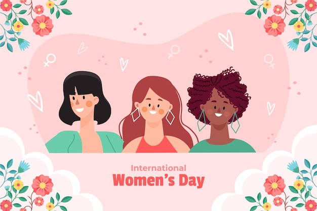 Плоский фон для празднования Международного женского дня.