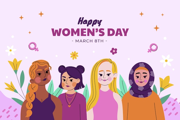 Free vector flat background for international women's day celebration