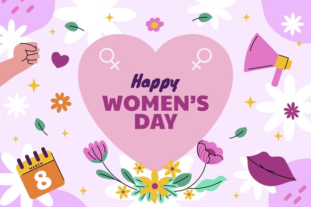 Flat background for international women's day celebration