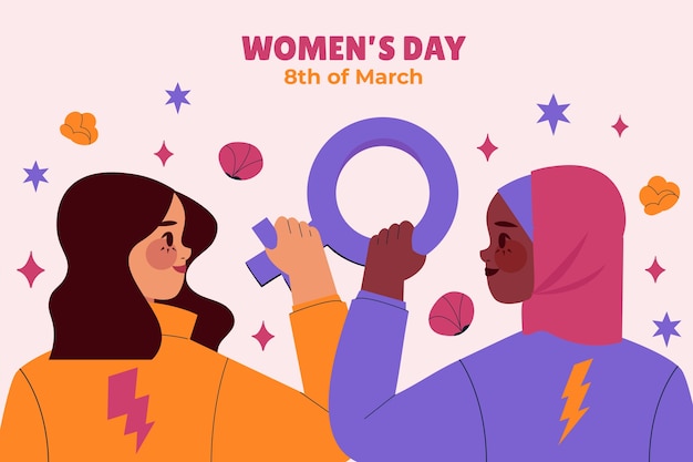 Flat background for international women's day celebration