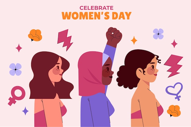 Flat background for international women's day celebration