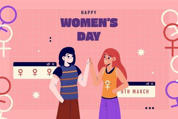 Flat background for international women's day celebration