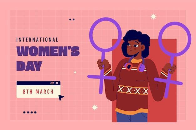 Плоский фон для празднования Международного женского дня.