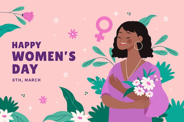 Flat background for international women's day celebration