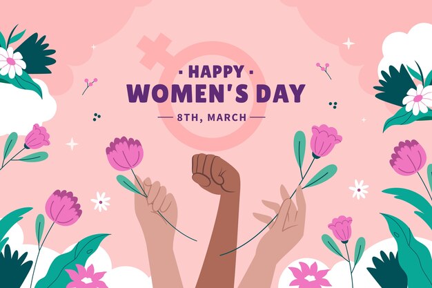 Flat background for international women's day celebration