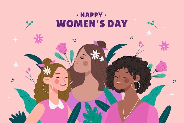 Flat background for international women's day celebration