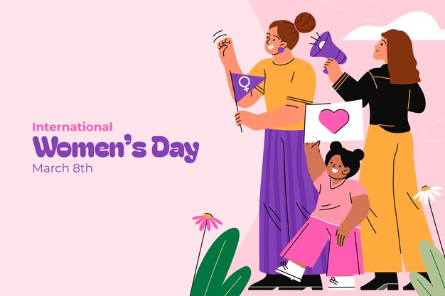 Flat background for international women's day celebration