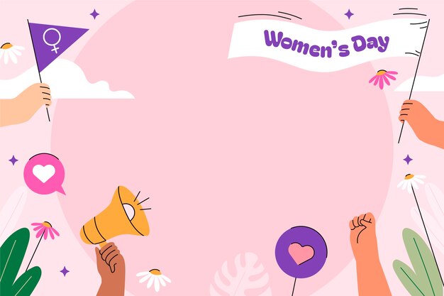 Flat background for international women's day celebration