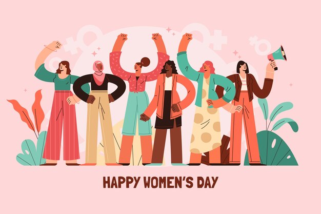 Flat background for international women's day celebration