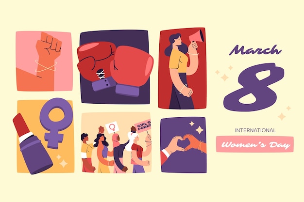 Flat background for international women's day celebration