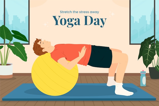 Free vector flat background for international yoga day celebration