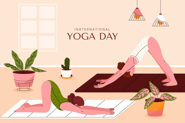 Flat background for international yoga day celebration