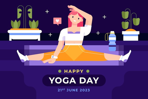 Free vector flat background for international yoga day celebration