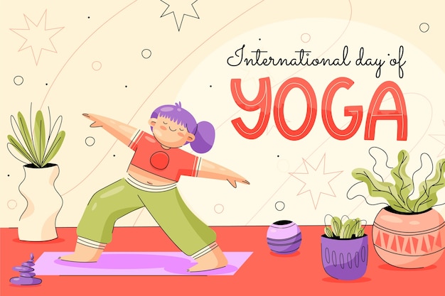 Flat background for international yoga day celebration